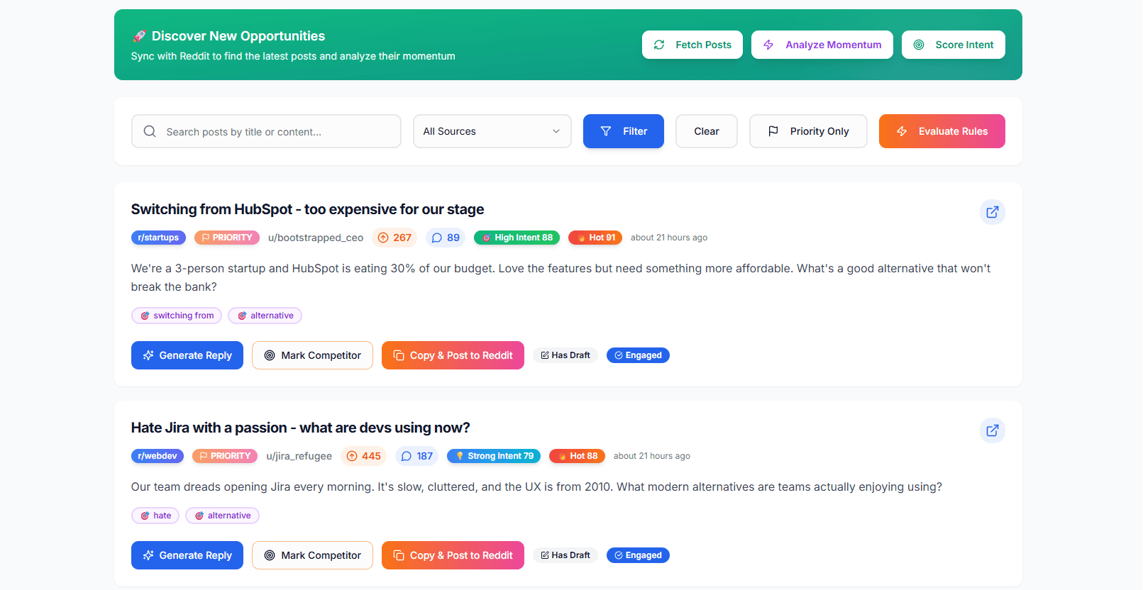 Example Reddit thread with Subrdr callouts highlighting buyer demand